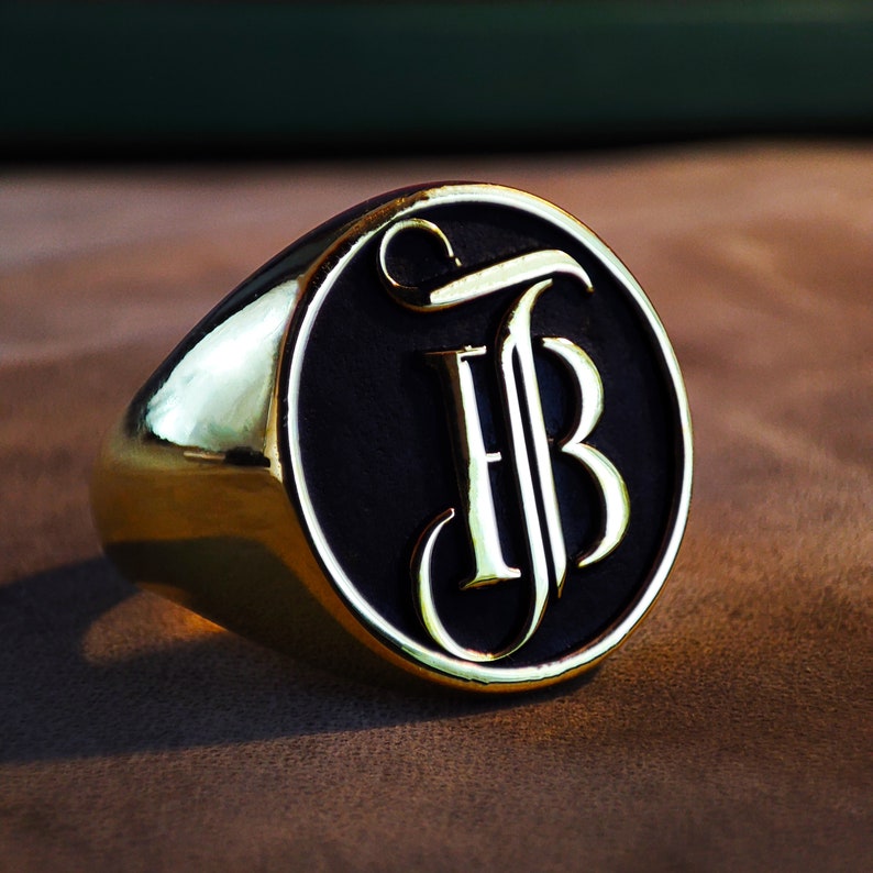 Personalized Monogram Signet Ring: Custom Initials, Gold or Silver - Etsy