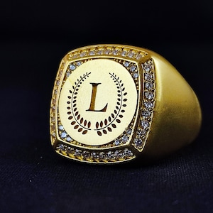 Bague initiale en or pour homme - Chevalière lettre personnalisée - Bijoux monogramme personnalisés