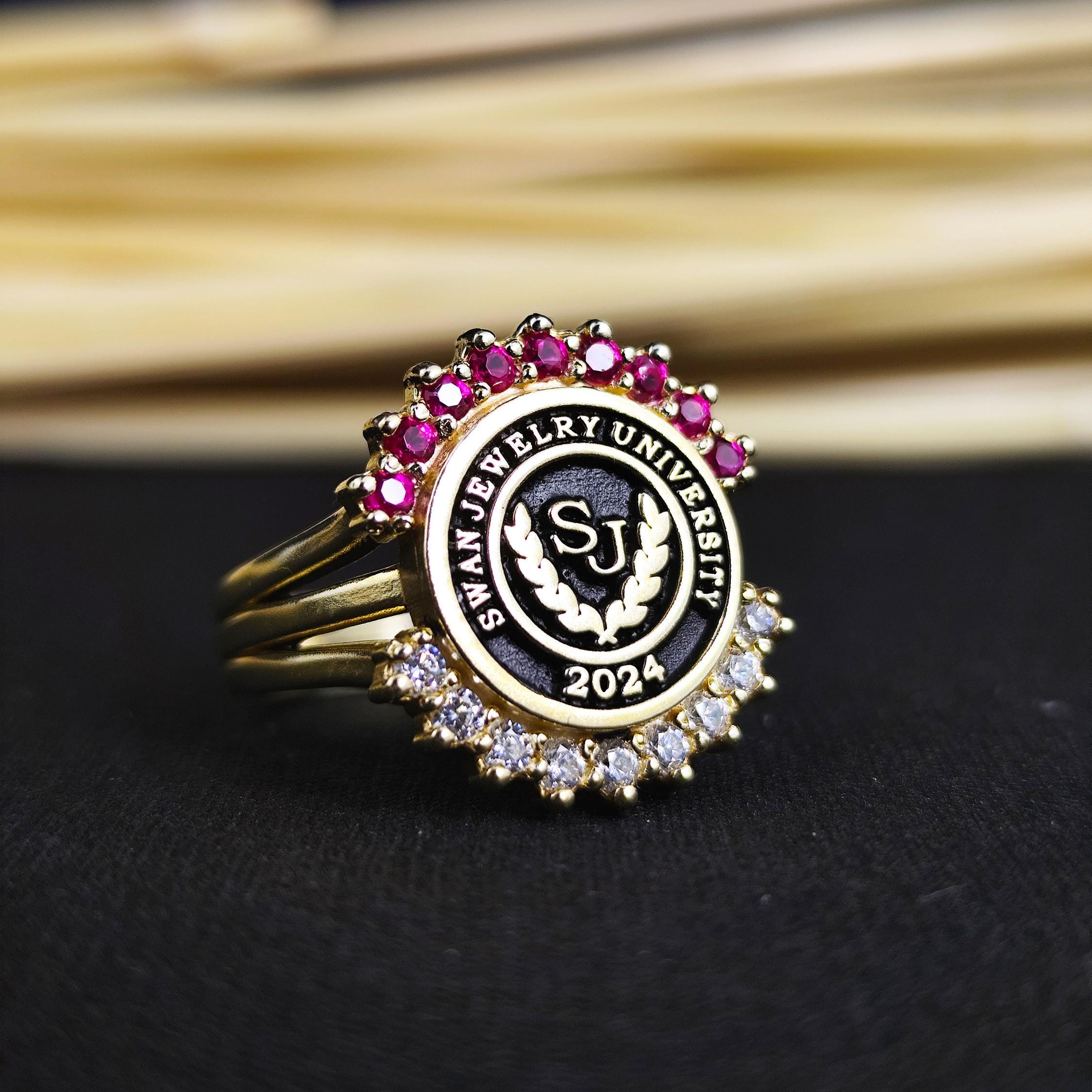 Gold Plated University Ring: Custom College Alumni Jewelry - Etsy