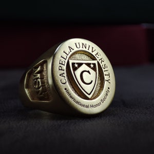 Personalized College Class Ring • Custom University Graduation Gift • Round Signet Ring for Him or Her