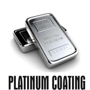 May include: Two rectangular silver-colored metal bars with a polished finish. The top bar is embossed with the text CREDIT SUISSE, 999.5 Fine PLATINUM, and the number 125071. Below the bars, the text PLATINUM COATING is printed in black.