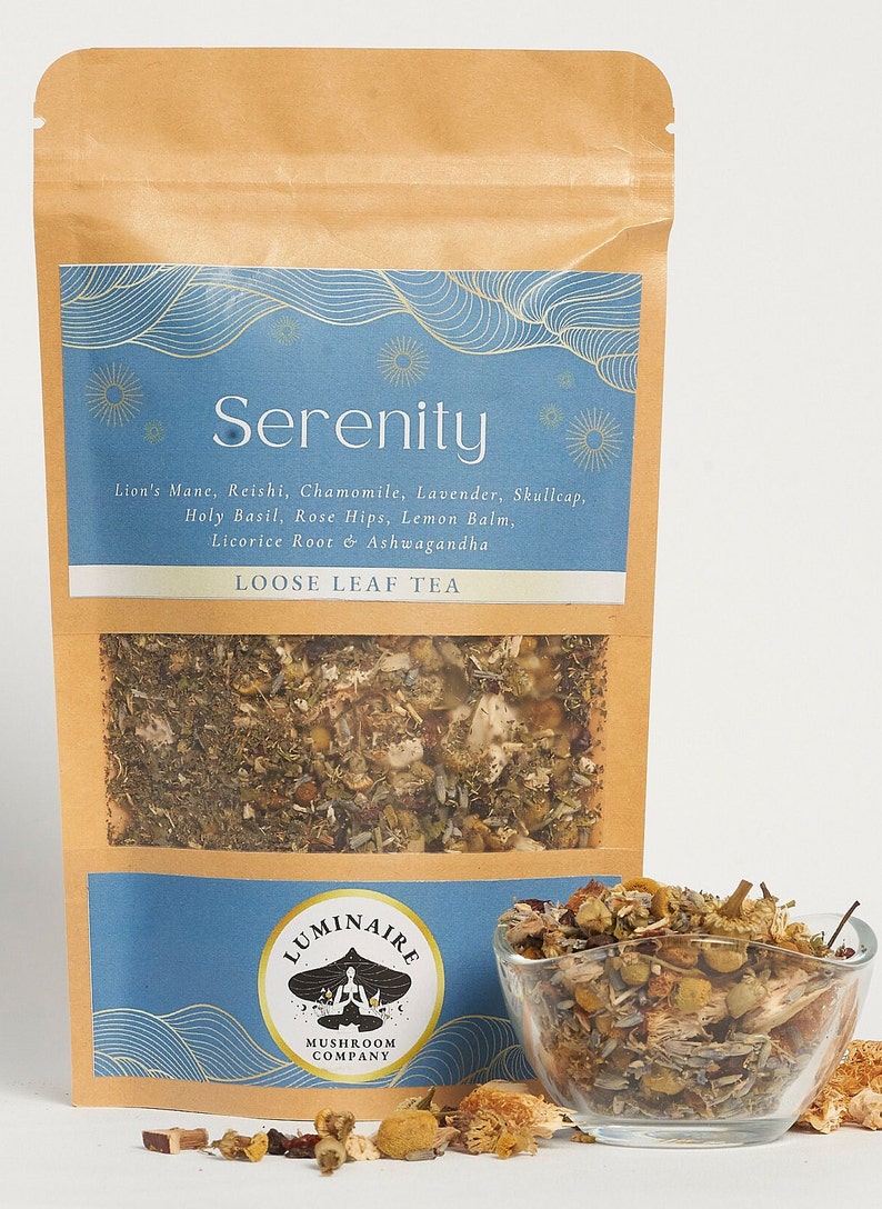 Serenity Mushroom Tea, Relaxation, Calm Stress Relief, Lion's Mane