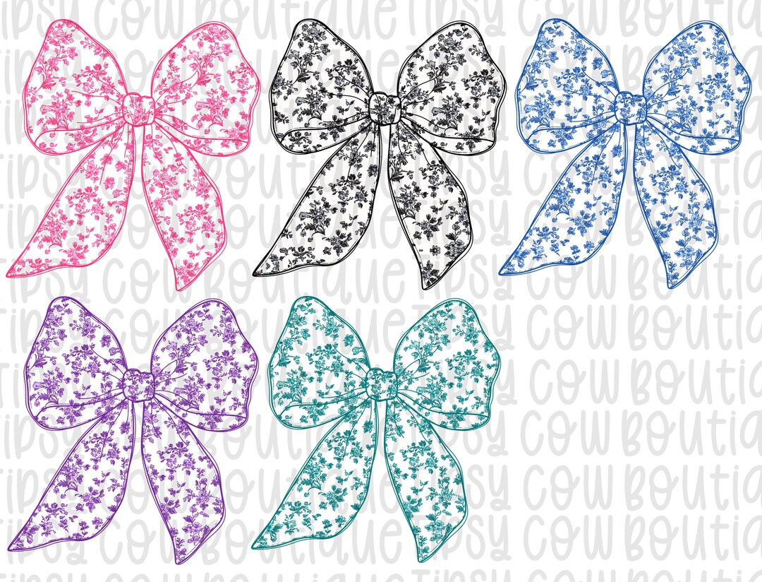 Chinoiserie Bow Bundle Png, Blue and White Coquette Bows Png, Blue ...