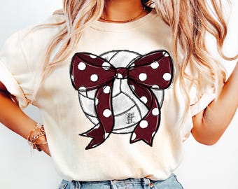 Maroon Coquette Volleyball png Coquette bow png Hand drawn Volleyball png Digital Download Sublimation Maroon Volleyball Png