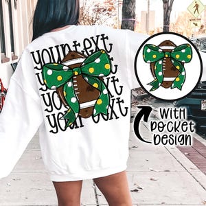Custom Green and Yellow Football png Coquette bow png Hand drawn football Digital Download  Sublimation Green/Yellow Football Png