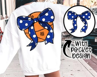 Royal Blue Coquette Basketball png Coquette bow png Hand drawn Basketball png Digital Download  Sublimation Blue Basketball Png