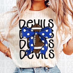 Coqueta del diablo Fútbol png Lazo de coqueta png Fútbol dibujado a mano png Descarga digital Diseño de vaso Sublimación Azul real Deportes Png
