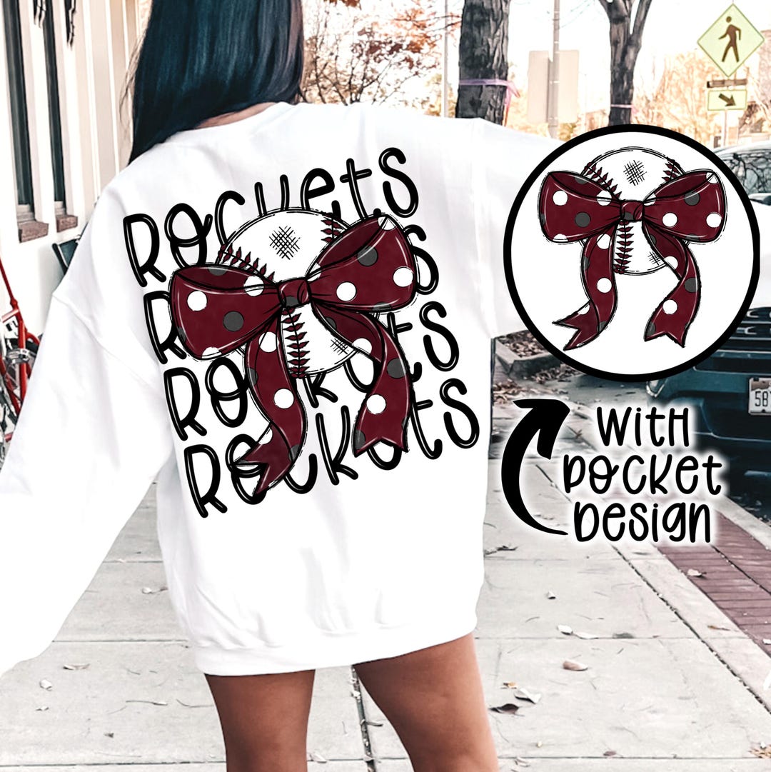 Rockets Coquette Baseball Png Coquette Bow Png Hand Drawn Baseball Png ...