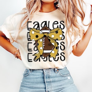 Eagles Coquette Football png Coquette bow png Hand drawn Football png Digital Download Tumbler Design Sublimation Gold/Black Football Png