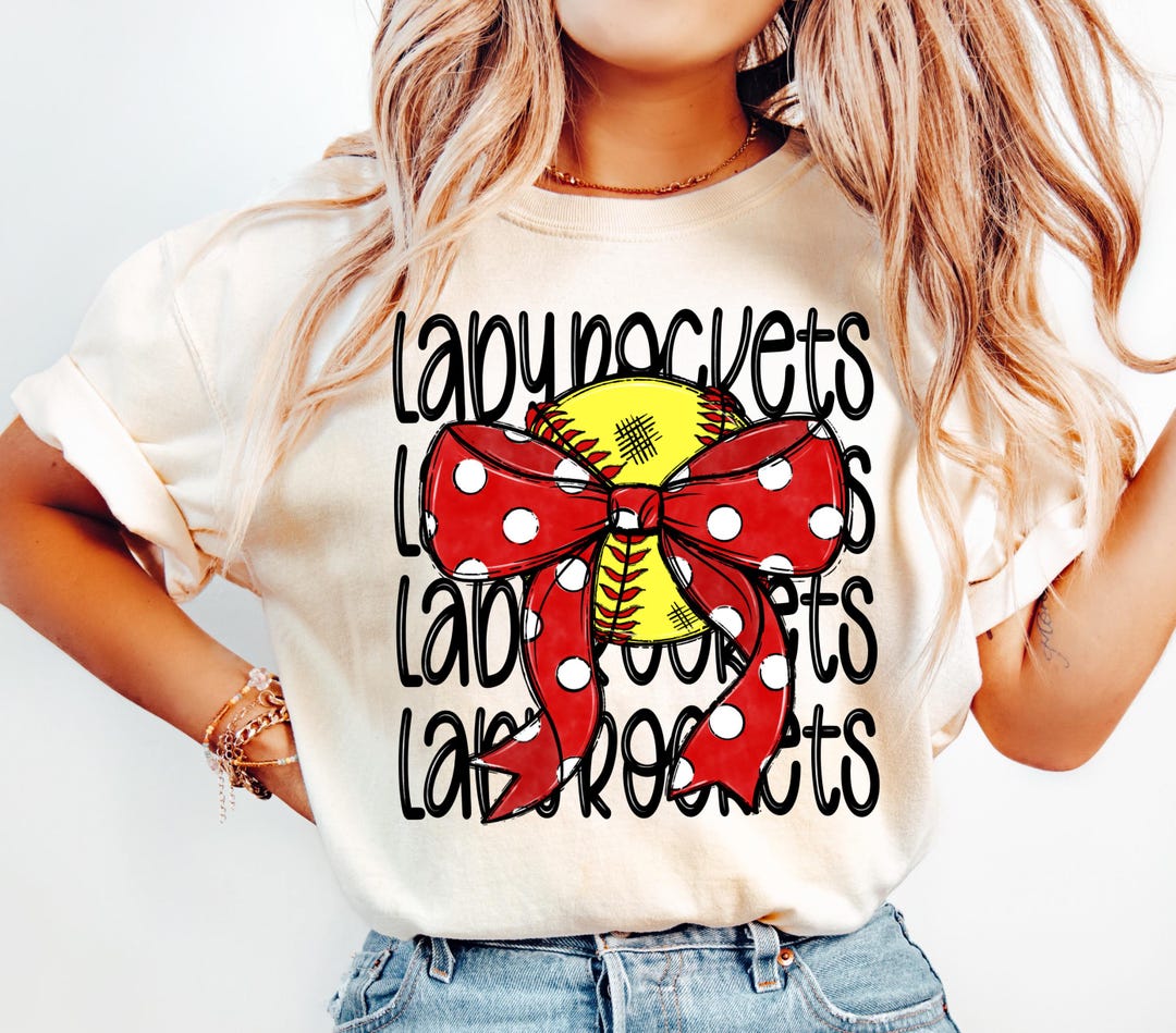 Lady Rockets Coquette Softball Png Coquette Bow Png Hand Drawn Baseball ...