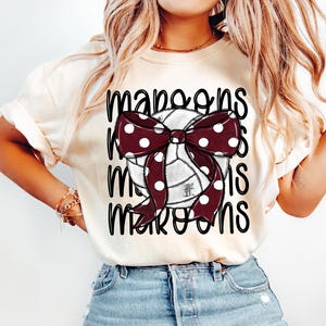 Maroons Coquette Volleyball png Coquette bow png Hand drawn Volleyball png Digital Download Tumbler Design Sublimation Maroon Volleyball Png