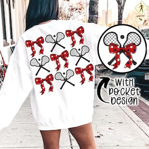 Lacrosse Coquette png Coquette bow png Hand drawn Lacrosse png Digital Download  Sublimation Red and Navy Lacrosse Png