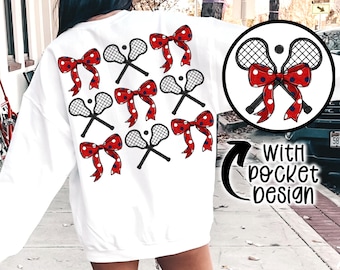 Lacrosse Coquette png Coquette bow png Hand drawn Lacrosse png Digital Download  Sublimation Red and Navy Lacrosse Png