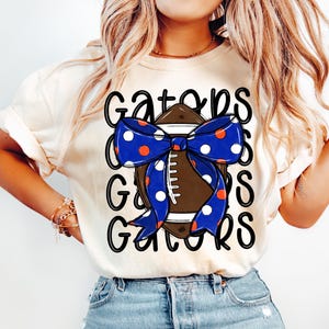 Alligatoren Coquette Football png Handgezeichnete Fußball png Digitaler Download Tumbler Design Sublimation Blau und Orange Sport Png