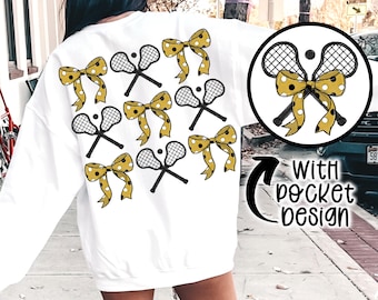 Lacrosse Coquette png Coquette bow png Hand drawn Lacrosse png Digital Download  Sublimation Gold and Black Lacrosse Png