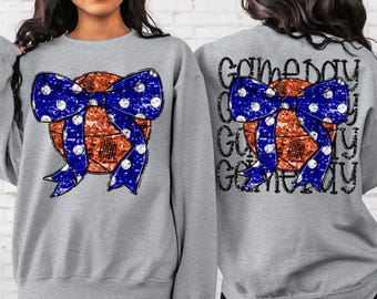Game Day Blue Glitter Coquette Basketball png Coquette bow png Hand drawn Basketball png Digital Download Sublimation Blue Basketball Png