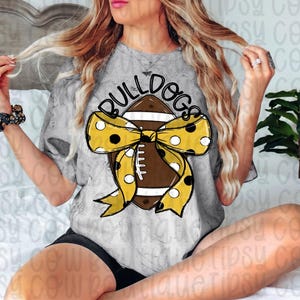 Bulldogs Coquette Football png Coquette bow png Hand drawn Football png Digital Download Tumbler Design Sublimation Gold/Black Sports Png