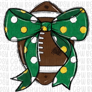 Green and Yellow football png Coquette bow png Hand drawn football Digital Download  Sublimation Green and Yellow Football Design