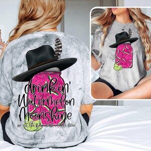 Boire de la pastèque Moonshine Png, conception de musique country, sublimation de poche ensemble PNG, chemise western Png, téléchargement par sublimation, pastèque PNG