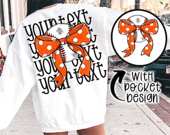 Custom Orange Coquette baseball png Coquette bow png Hand drawn baseball Digital Download  Sublimation Orange Baseball Png