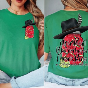 Drinkin' Watermelon Moonshine Png, Country Music Design, Pocket Set PNG Sublimation, Western Shirt Png, Sublimation Download, Watermelon PNG