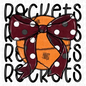 Rockets Coquette Basketball Png Coquette Bow Png Hand Drawn Basketball ...