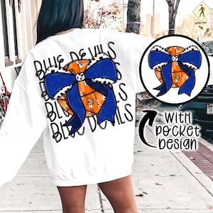 Baloncesto Blue Devils Royal Blue Coquette PNG Arco dálmata PNG Trazos de pintura Baloncesto Baloncesto dibujado a mano PNG Sublimación