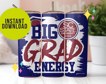 SC State University, Tumbler Wrap, 20oz, HBCU, Bulldog Alumni, Grad, Student, navy blue, Black History, garnet, D9, 1896, big grad energy