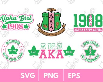 Alpha Kappa Alpha, Sorority, Clipart, SVG, Digital Cut, AKA, Cricut,Png, Eps, Pink, Green, 1908, Logo, bundle, pack, gift, Ivy, Divine Nine