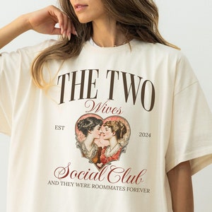 Lesbian Wedding Gift Shirt Two Wifes Social Club Comfort Colors Shirt LGBTQ Wedding Tee Sapphic Tendencies Shirt Custom Wedding Tshirt