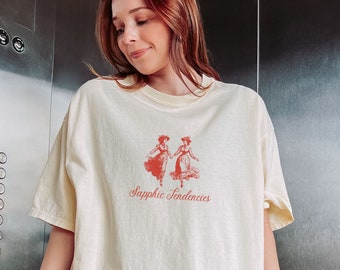 Sapphic Tendencies Comfort Colors Shirt, Subtle Lesbian Pride Shirt, Funny Lesbian Coded Tee, Gifts for Lesbian, LGBTQ Rainbow, Sapphic Love
