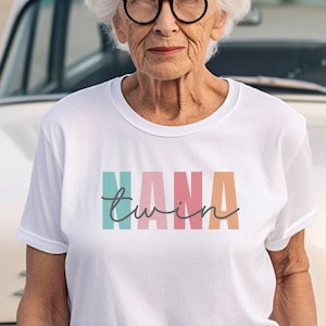 Twin Nana Shirt, Twin Grandma Tshirt, Twin Announcement Grandma Gifts, Twin Pregnancy Reveal, Twin Grandparents, Grandma of Twins