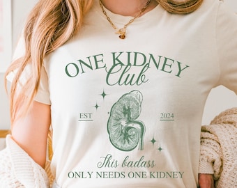 Custom One Kidney Club Shirt, Kidney Transplant Surgery Awareness Gift, Personalized Kidney Donor T-Shirt, Green Ribbon Tee