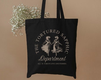 The Tortured Sapphic Department Tote Bag, Lesbian Feminist Tote, Subtle Lesbian, Aesthetic Lesbian Tote, LGBTQ Tote, Gift for Lesbians
