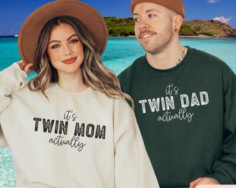 Funny Matching Twin Parents Sweatshirts, Twin Mom And Dad Sweater, Twin Mama And Daddy Gift, Twins Birthday Crewneck Surviving Twin Parents