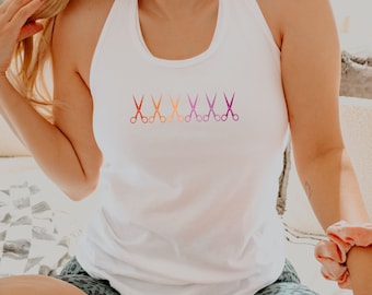 Subtle Lesbian Pride Tank Top, LGBTQ Scissors T-shirt, Sapphic Love Top, Lesbian Coded Shirt, Gift for Lesbian, Pride Month, Lesbian Rainbow