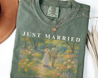 Just Married Comfort Colors Shirt, Newlyweds Shirt, Wedding Weekend Tee For Couple Couples Honeymoon Shirt Mr and Mrs Tee Bridal Party Shirt