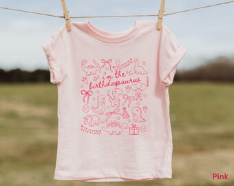 Dinosaur Girl Birthday Shirt: Custom Two-Saurus, Three-Rex