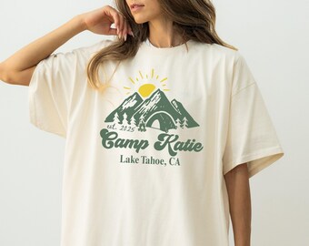 Camp Bachelorette Shirt, Custom Cabin Mountain Bride Comfort Colors Tee, Hiking Bridal Party, Mountain Bach, Matching Girls Trip Shirts