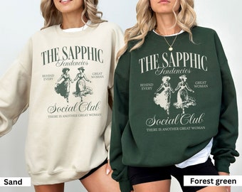 Sapphic Tendencies Social Club Sweatshirt, Trendy Lesbian Crewneck, LGBTQ Pullover, Gifts for Lesbian, Pride Month Sweater, Lesbian Feminist