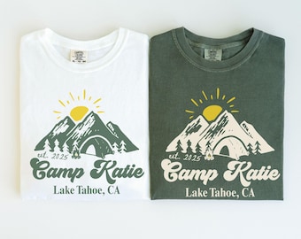 Camp Bachelorette Shirt, Custom Cabin Mountain Bride Comfort Colors Tee, Hiking Bridal Party, Mountain Bach, Matching Girls Trip Shirts