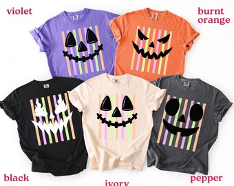 Comfort Colors Pumpkin Face Shirt, Group Halloween Shirt, Retro Jack O Lantern Tee, Spooky Season Shirt, Family Halloween Party Shirts