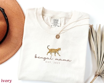 Est 2025 Cat Mom Comfort Colors Shirt, Gift for New Bengal Owner, Bengal Lover Gift, Bengal Mama Sweatshirt, Bengal Cat Long Sleeve