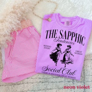 The Sapphic Tendencies Social Club Comfort Colors Shirt, Trendy Lesbian Pride Shirt, Funny Lesbian Tee, Gifts for Lesbian, LGBTQ Rainbow