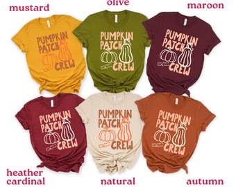 Pumpkin Patch Crew Shirt, Pumpkin Season Tees, Kids Toddler Youth Adults Fall Pumpkin Picking Outfit