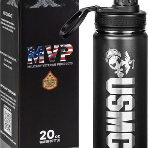 USMC 20oz Water Bottle | Marine Corps Double Wall Vacuum Insulated Stainless Steel