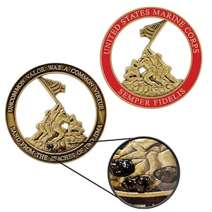 Iwo Jima Challenge Coin with Sands of Iwo Jima - 2" Diameter