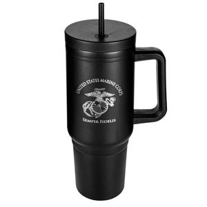 40 oz Insulated Stainless Steel Tumbler Travel Mug with Handle for Military or Spouse