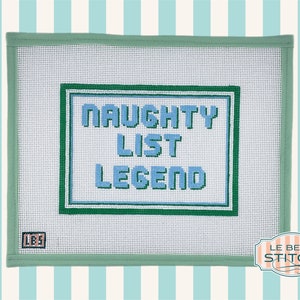 Christmas “Naughty List Legend” Needlepoint Canvas, hand-painted 13 mesh, 7.75 by 5.5 inches