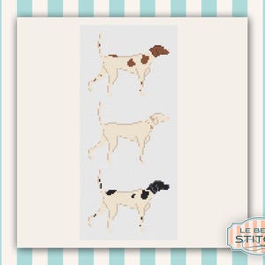 English Pointer Needlepoint Canvas, White, Liver, Black, 18 mesh, 3.3 inches by 2.6 inches